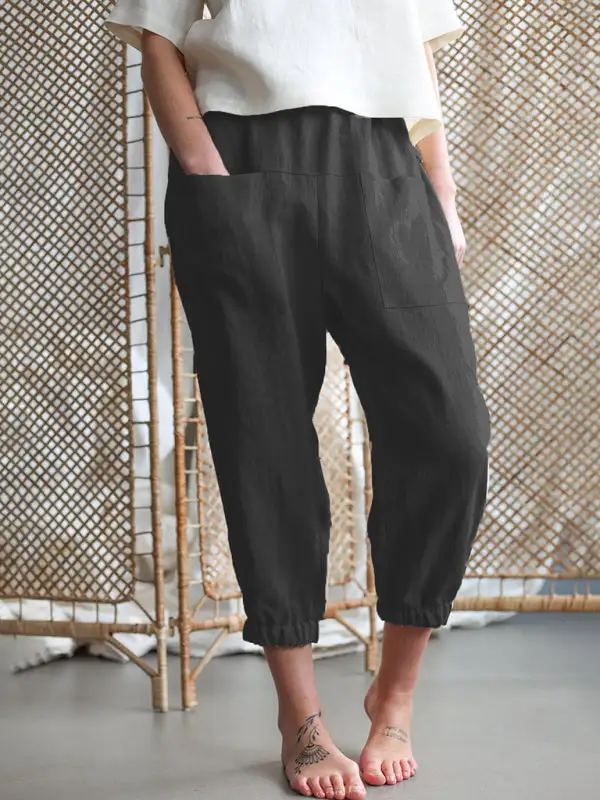 Loose Capri Pocket Pants