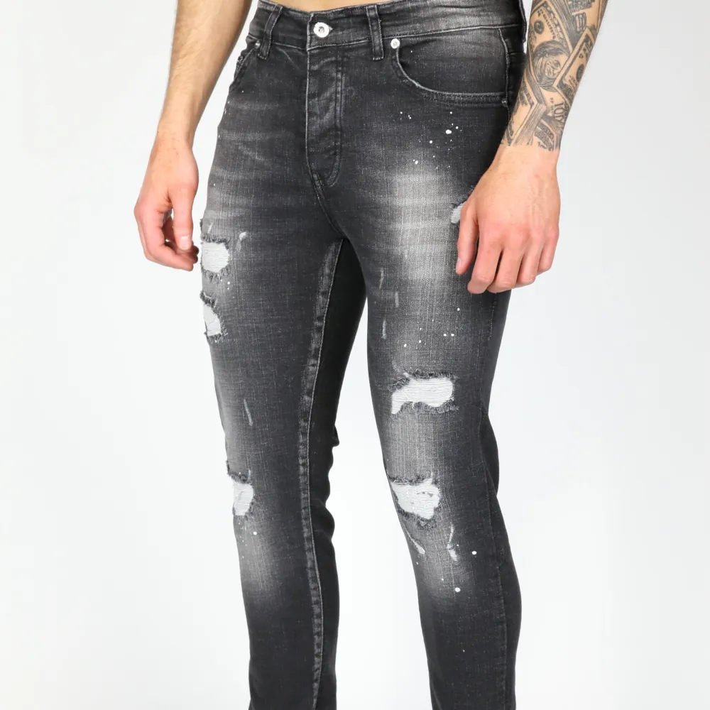 Modern Paint Detail Smart Fit Distressed Ripped Jeans