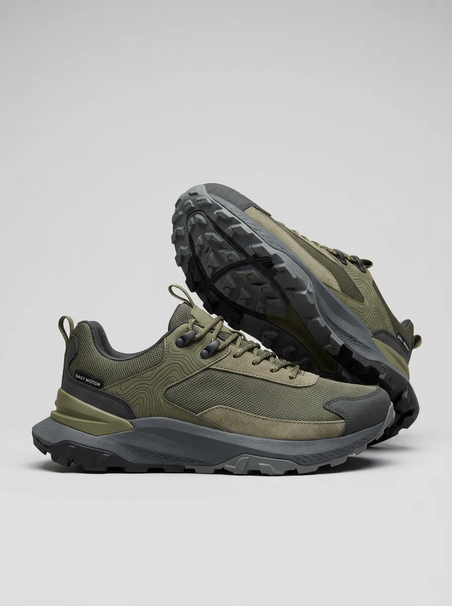 Utility Hiking-Inspired Topographic Casual Sneakers
