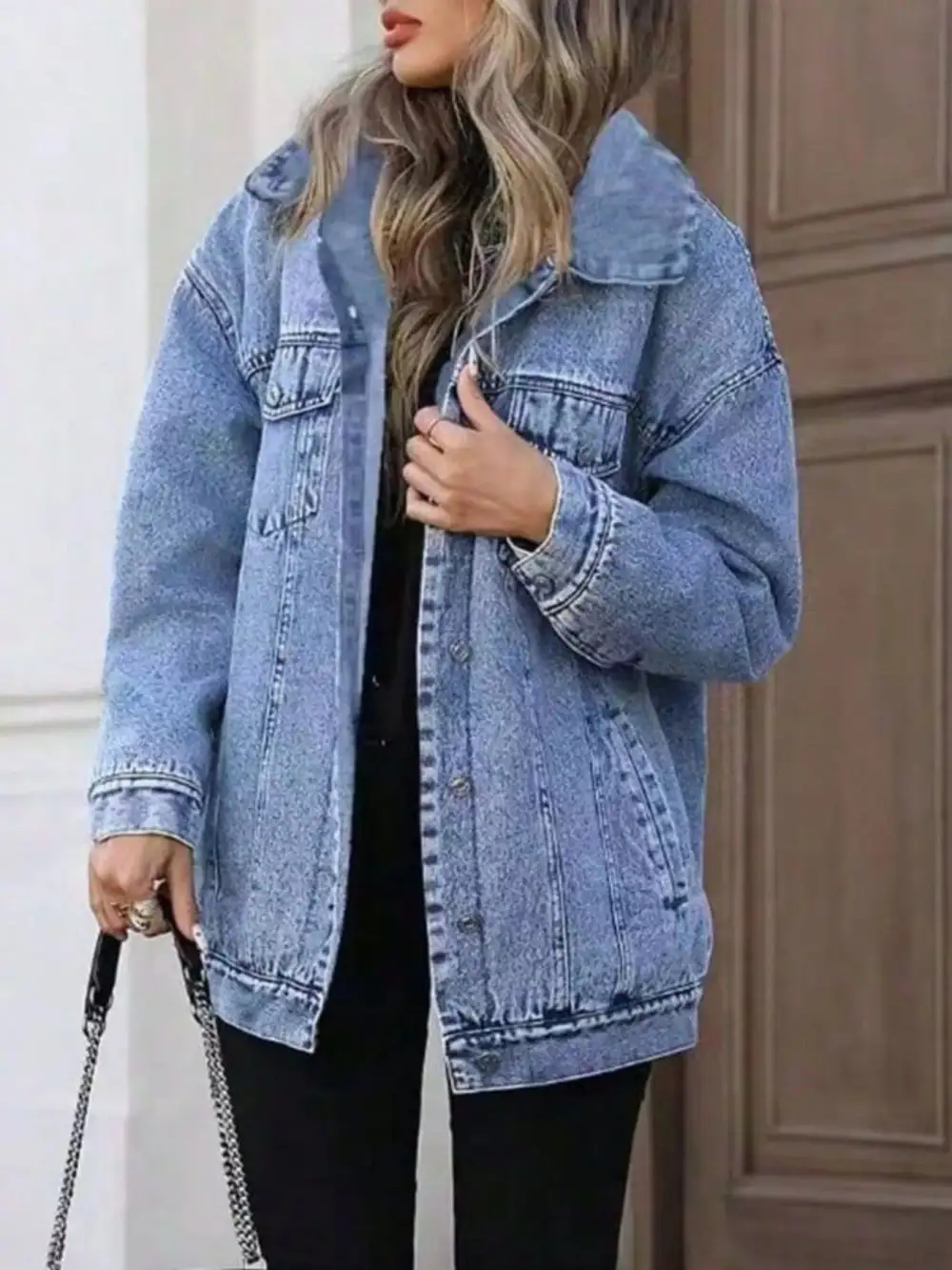 Washed Button Up Oversized Jacket