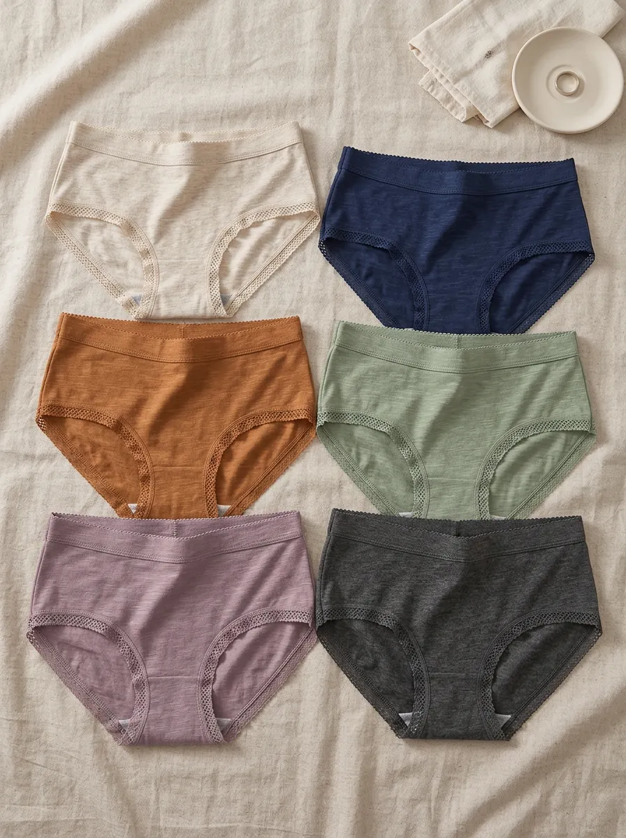 Women's Multi-color Cotton Lace Trimmed Briefs Set