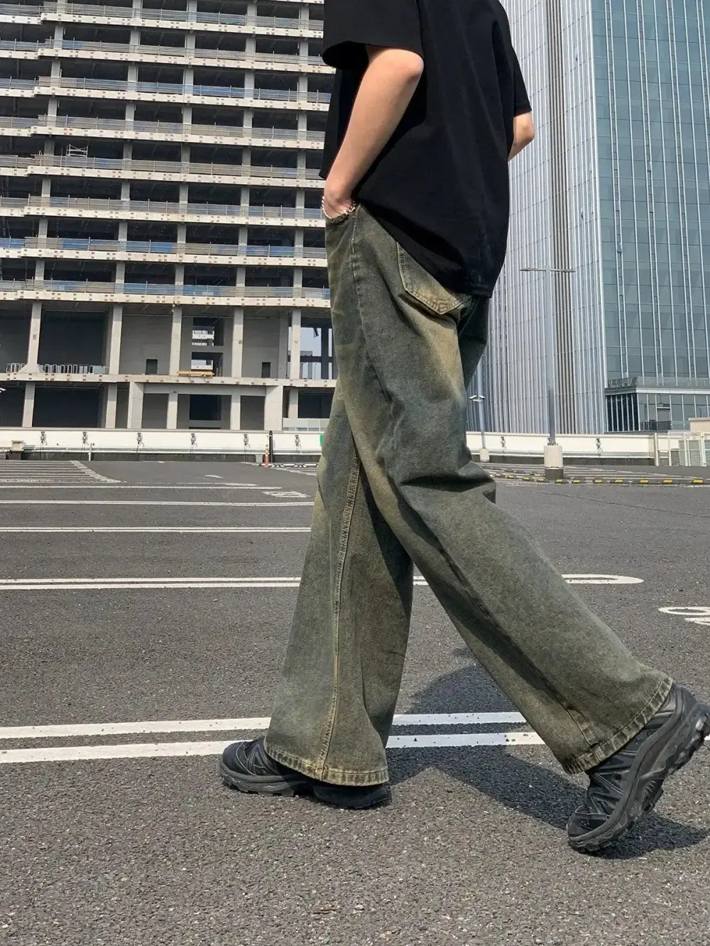Rustic Faded Straight Leg Jeans