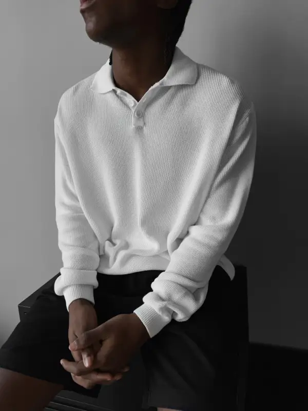 Everyday Knit Polo Collar Sweatershirt