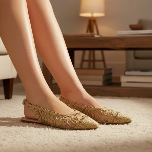 Coastal Weave Pointed Slingback Flat