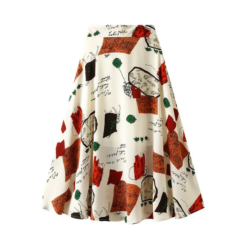 Modern Printed Midi A-Line Skirt