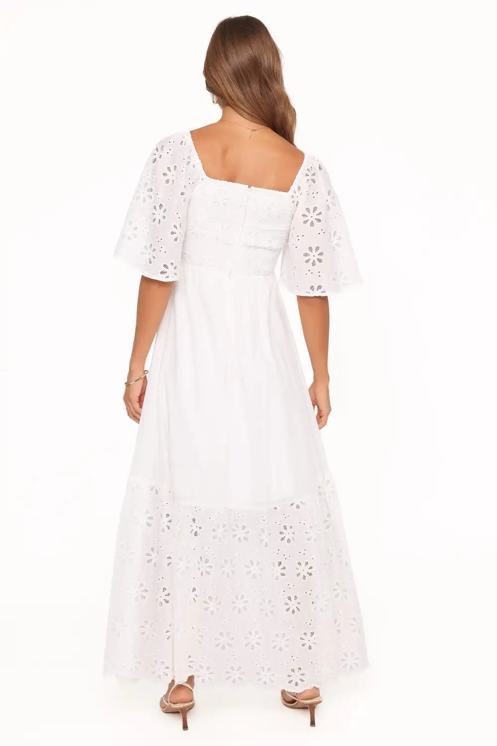 Shirred Short Sleeve Maxi Dress