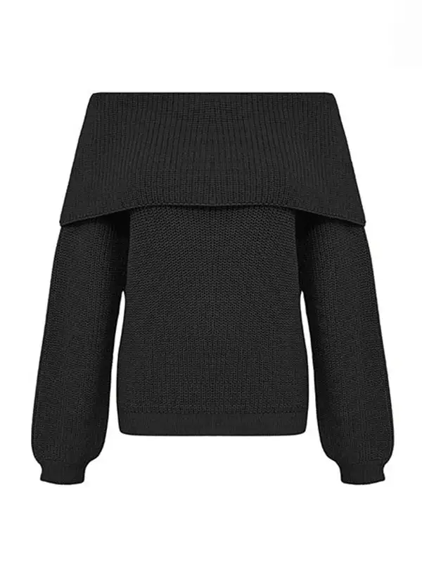 Paneled Round Neck Long Sleeve Relaxed Fit Sweater