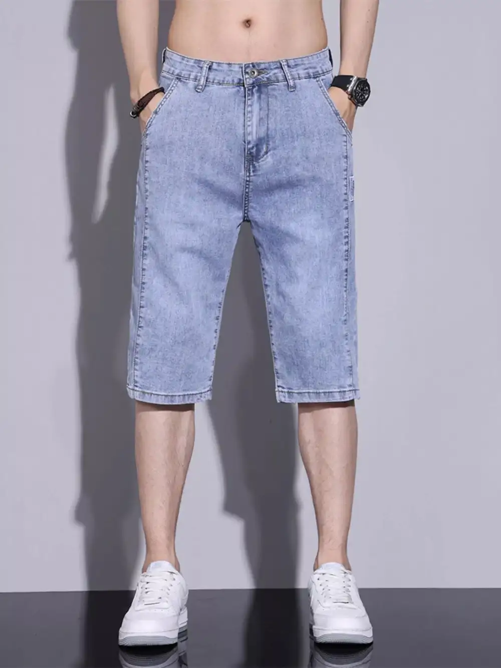 Men's Casual Washed Denim Shorts