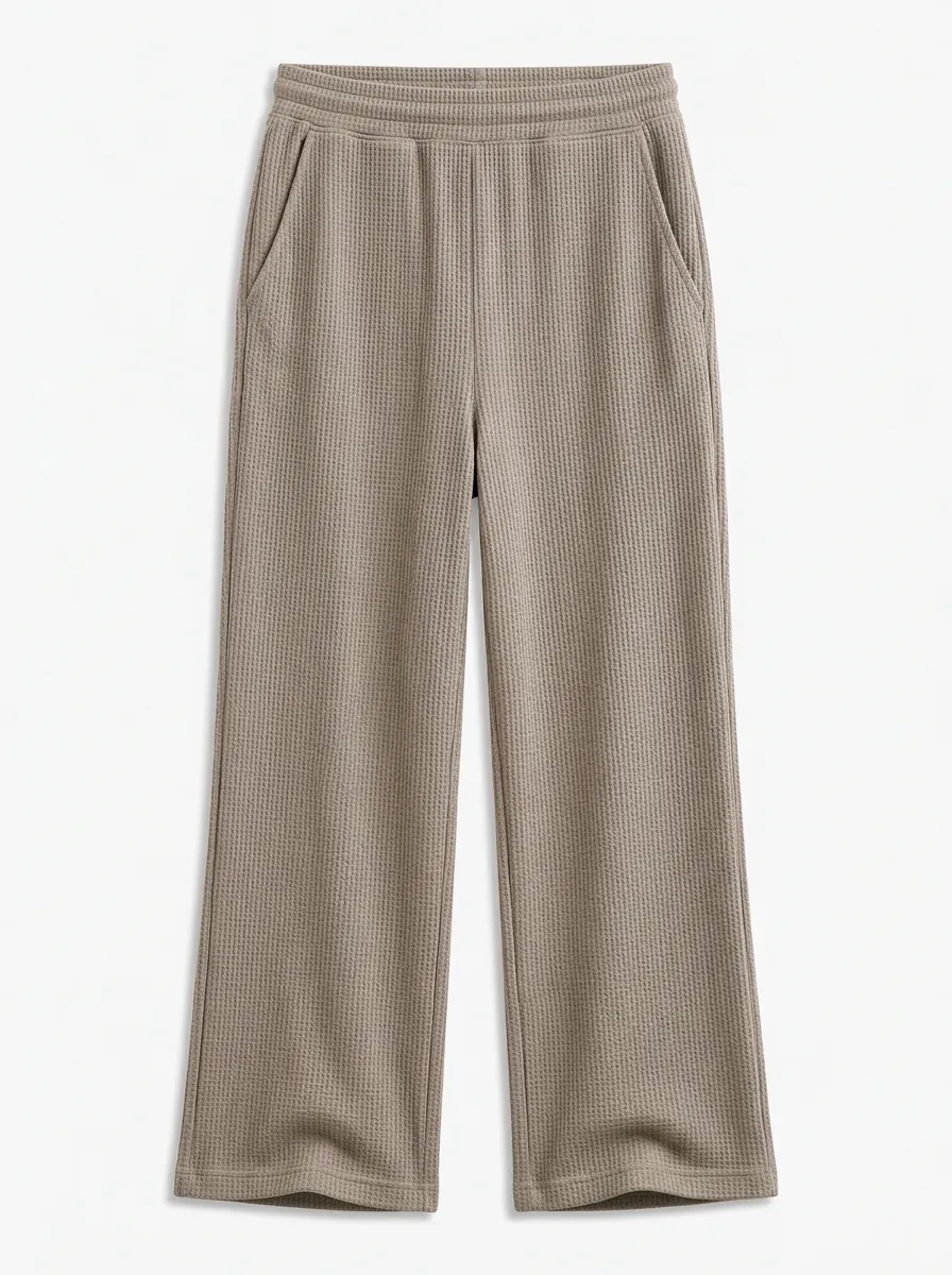 Unisex Casual Lounge Waffle Knit Wide Leg Pants