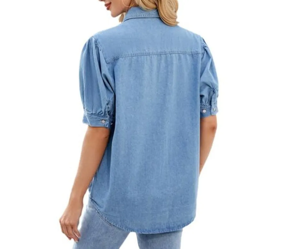 Collared Button-Up Denim Shirt