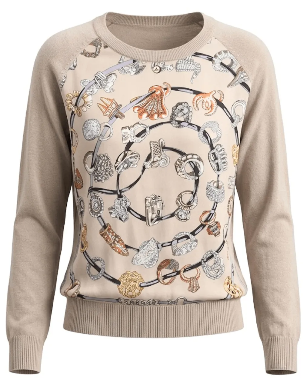 Acrylic-Blend Polyester-Blend Long-Sleeve Ribbed Knit Top