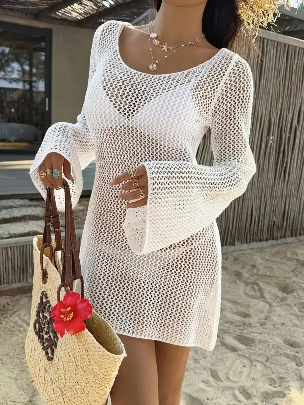 Clean Line Knit Long Sleeve Sweater Dress