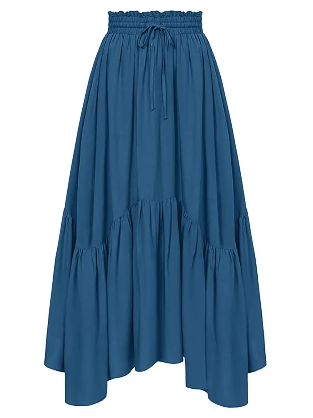 Smocked Waist Band Ruched Layered Skirt Maxi