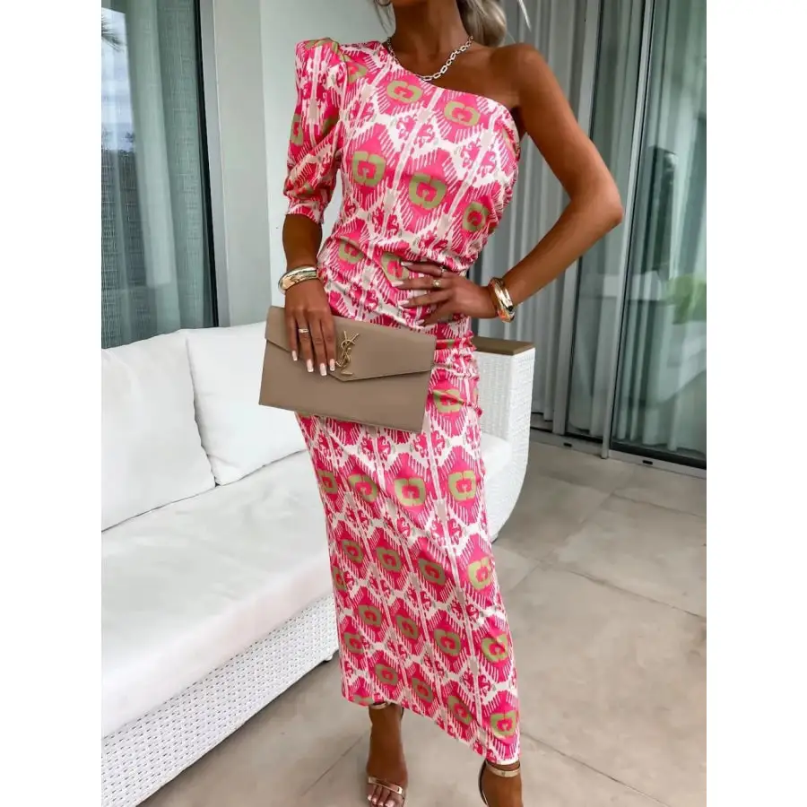 Slit Single Shoulder Midi Dress