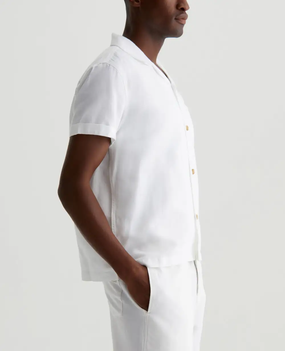 Men's Cotton Linen Blend Camp Collar Shirt