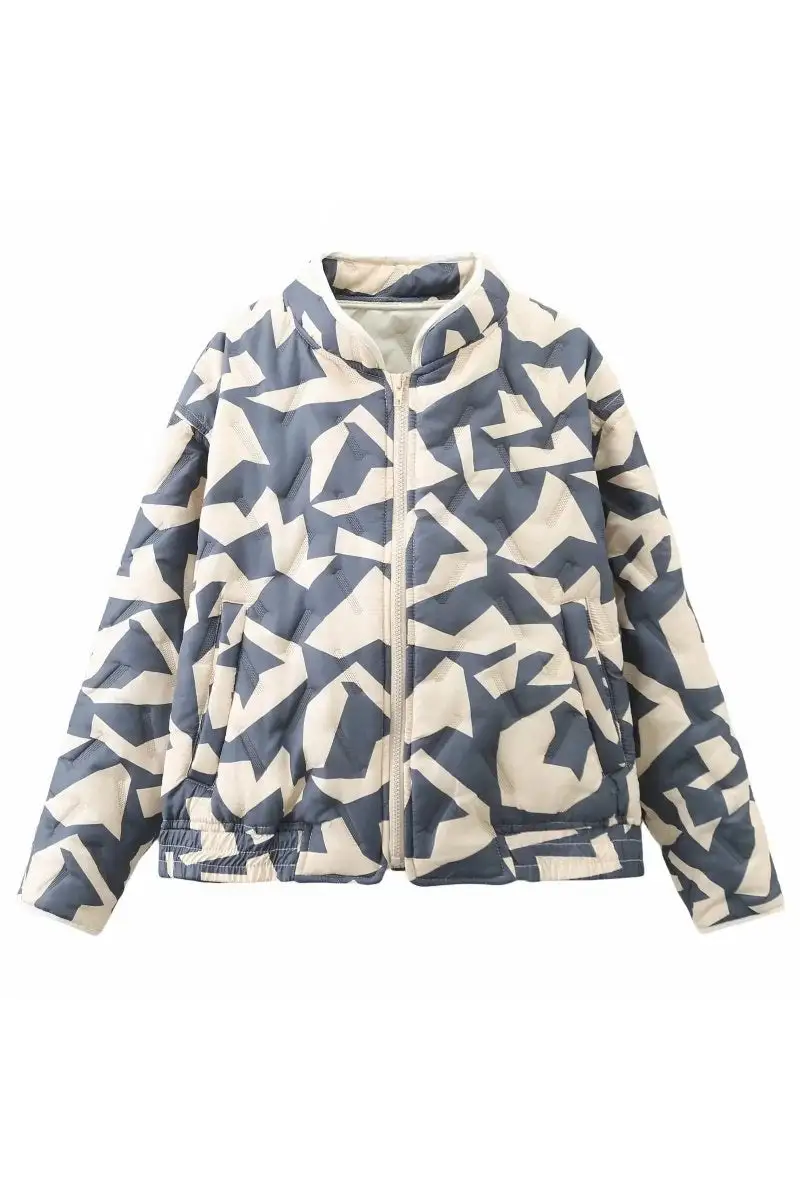 Patchwork Cropped Bomber Jacket