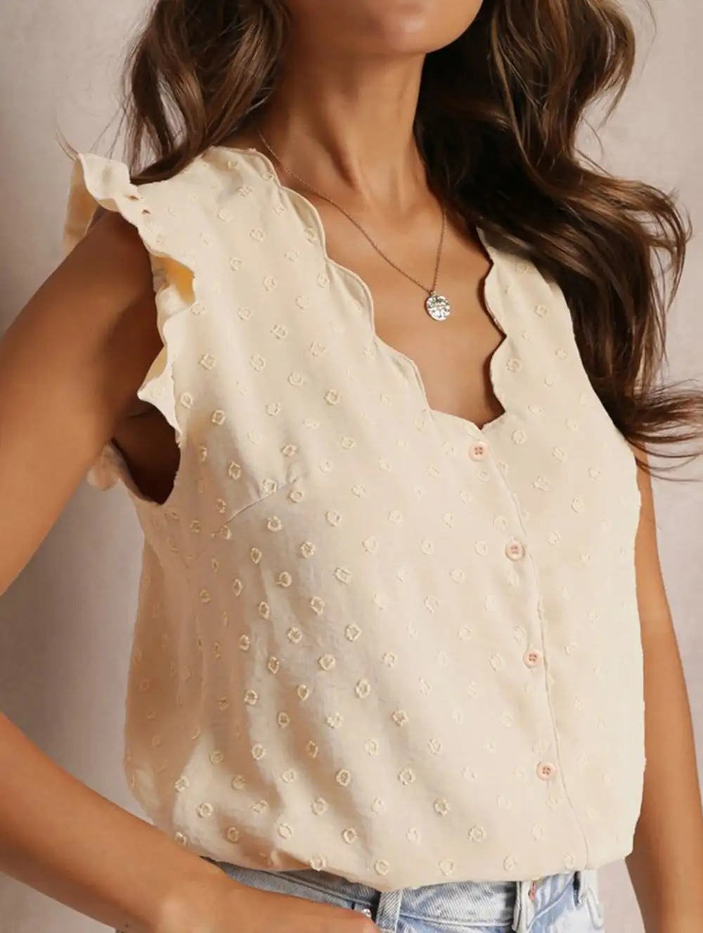 Workwear V Neck Flutter Sleeve Blouse