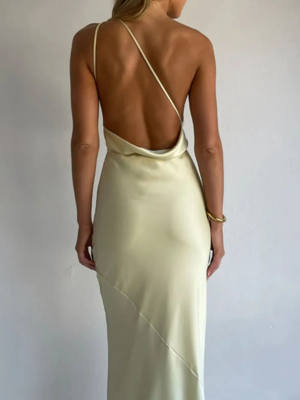 Gathered Detail Satin Maxi Dress