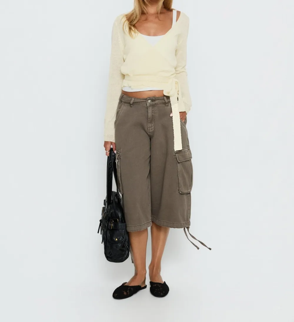 Cream Sheer Wrap Knit Cardigan
