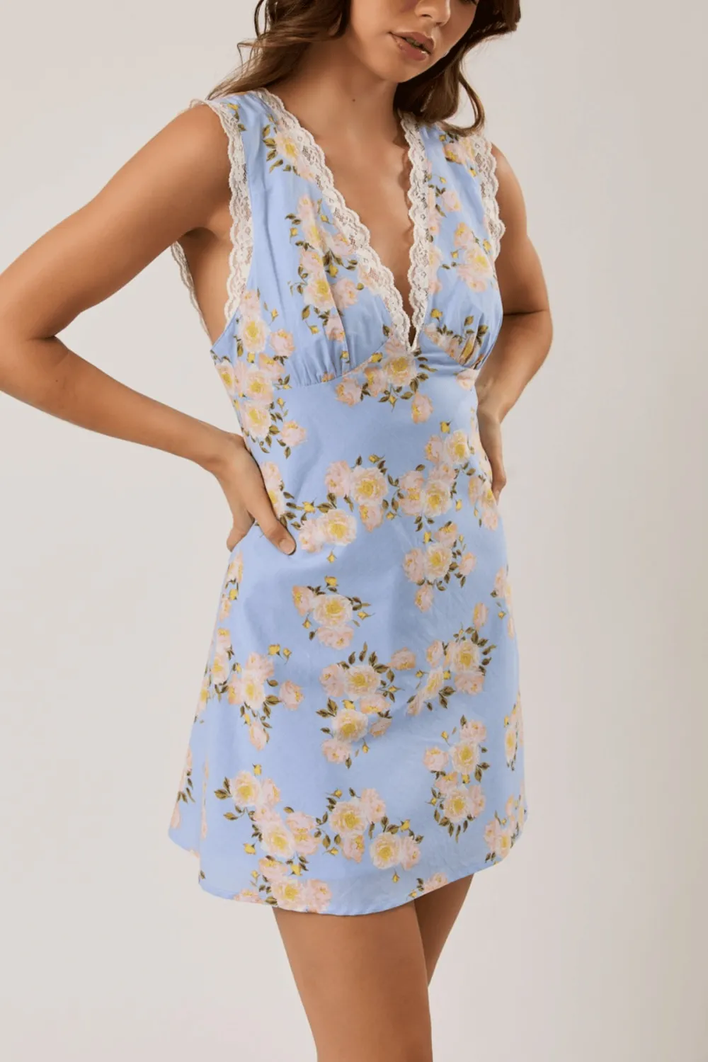 V-Neck Bias Mini Dress