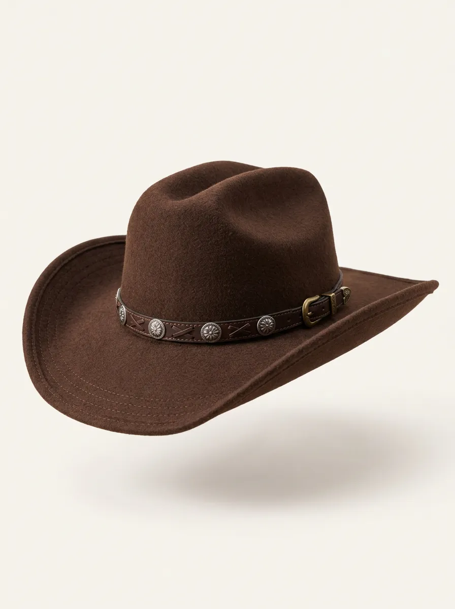 Rustic Cowboy Hat with Studded Trim