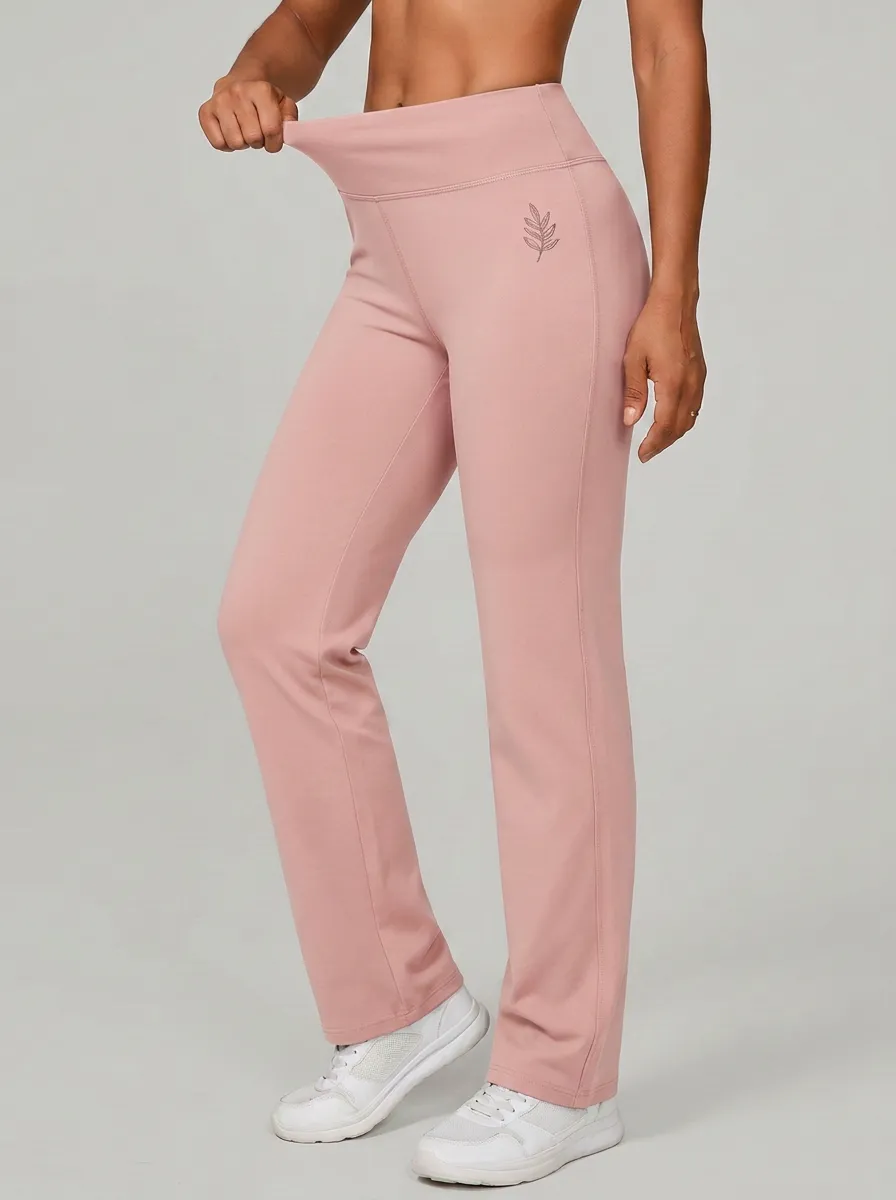 Women's Classic All Day Leaf Printed Mid Rise Straight Leg Pants