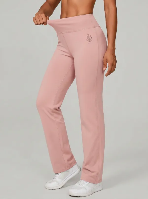 Women's Classic All Day Leaf Printed Mid Rise Straight Leg Pants