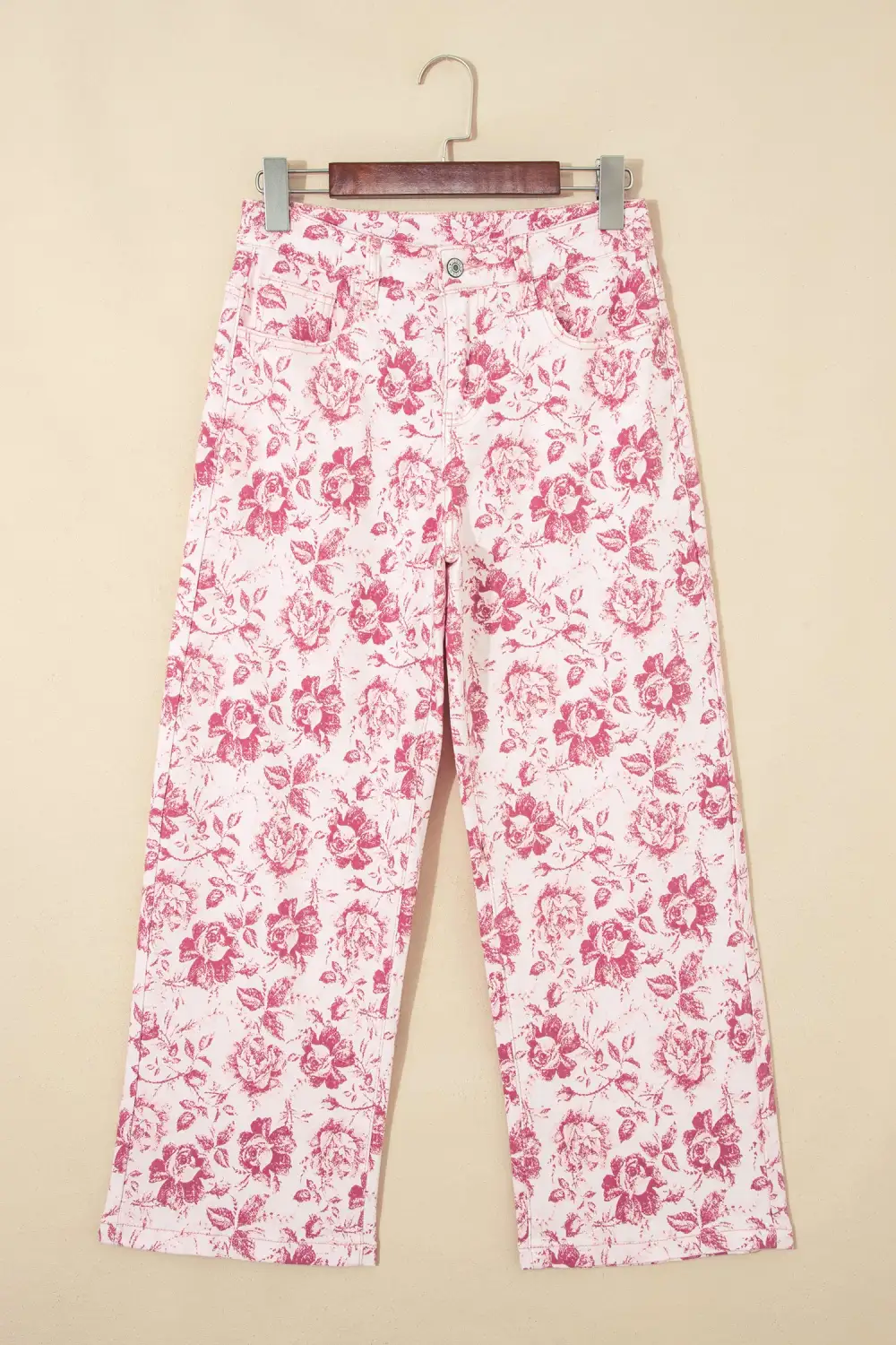 Women's Vintage Floral Print Denim Shift Pants