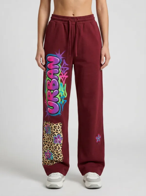 Women's Streetwear Urban Graffiti Leopard Flower Printed Sweatpants
