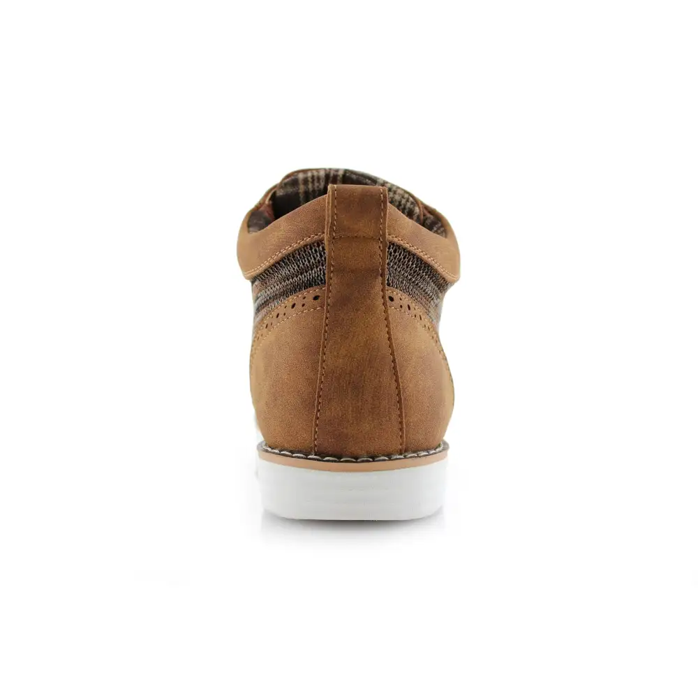 Faux-Suede Suede Faux-Leather Brogue Boots