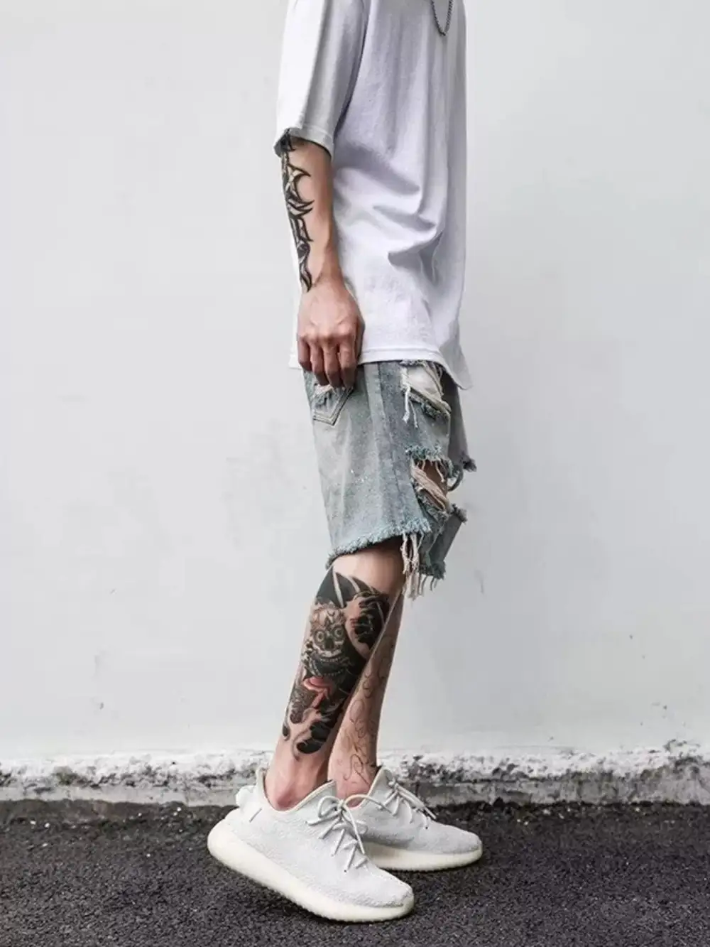 Men's Full Size Distressed Denim Shorts Plus Size