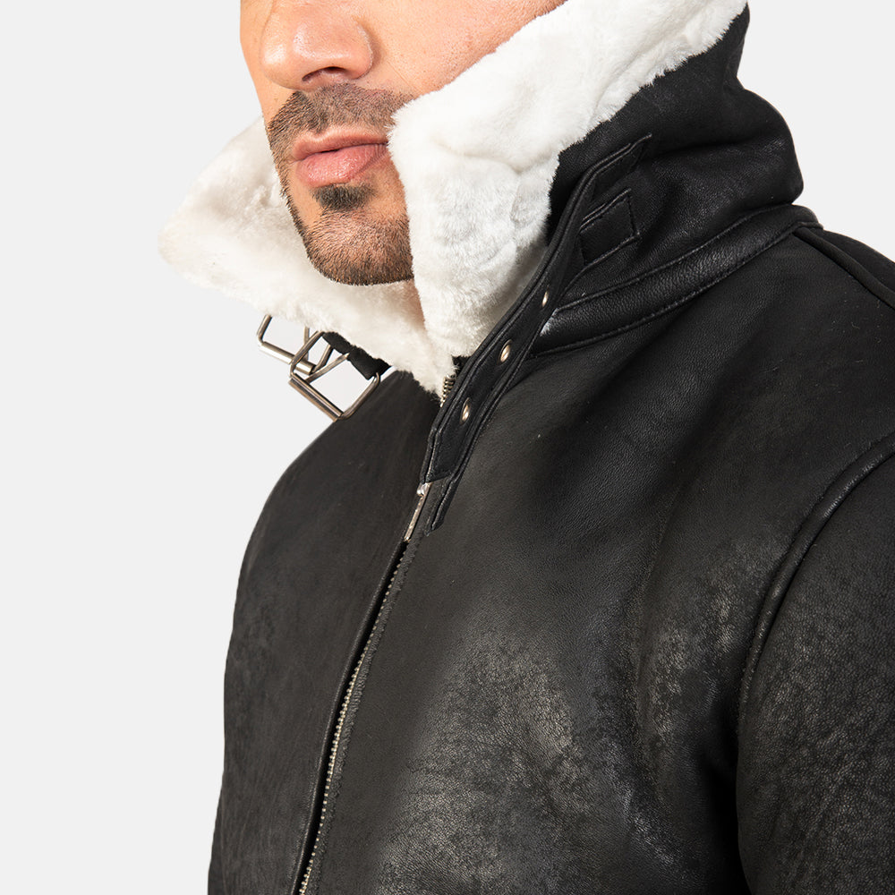 Men's Classic Bomber Leather Distressed Jacket