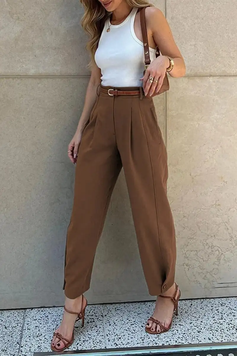High-Waist Drawstring Loose Pants