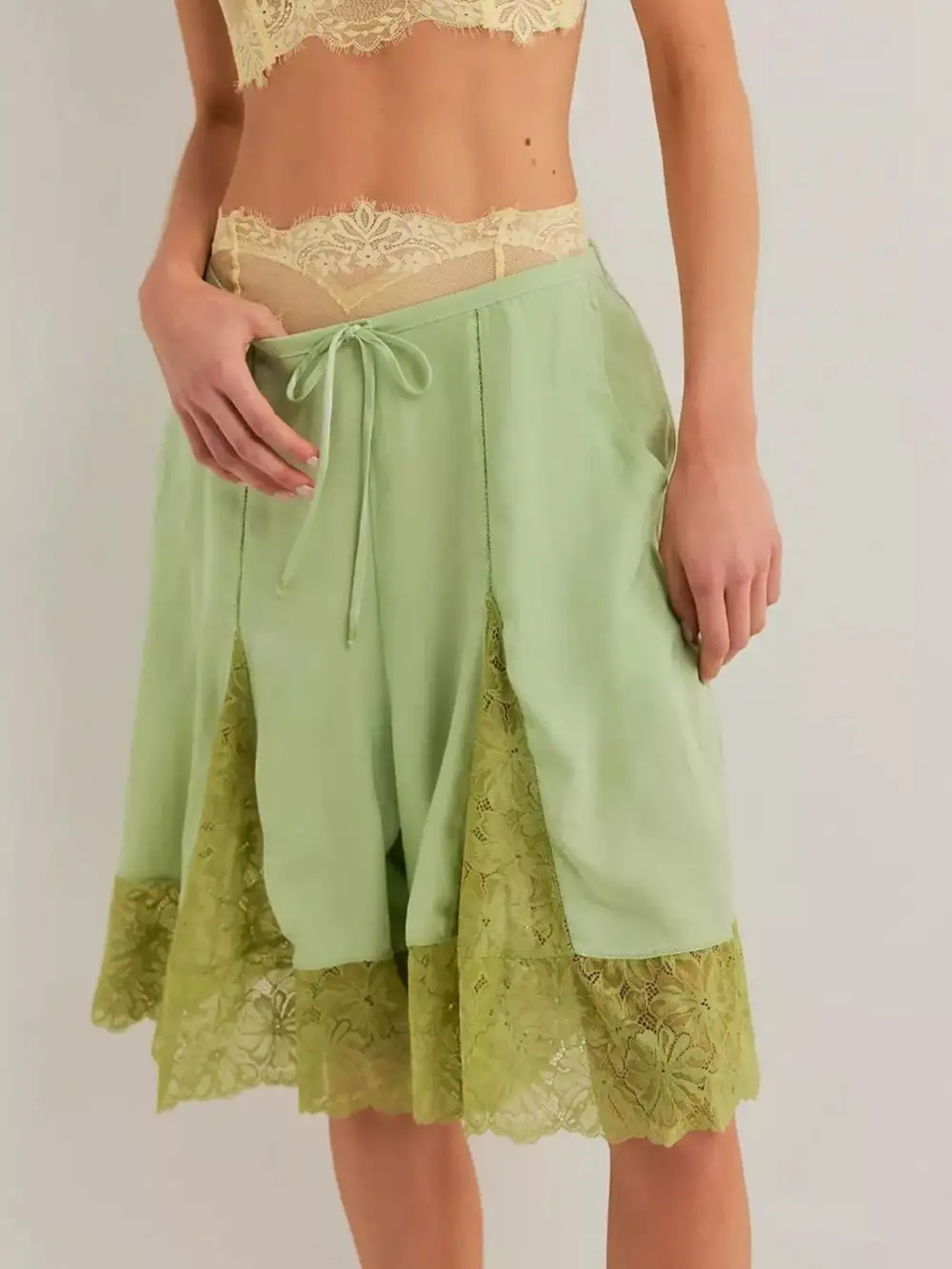 Refined Lace-Trim Casual Shorts