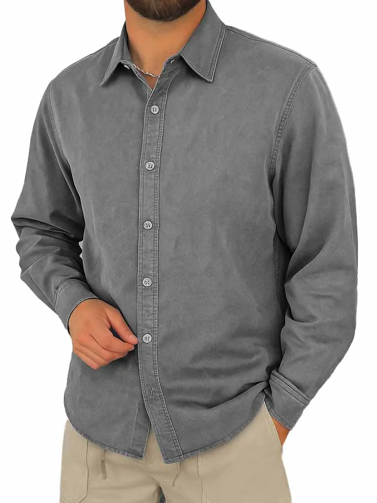 Comfort Fit Long Sleeve Camp Collar Shirt