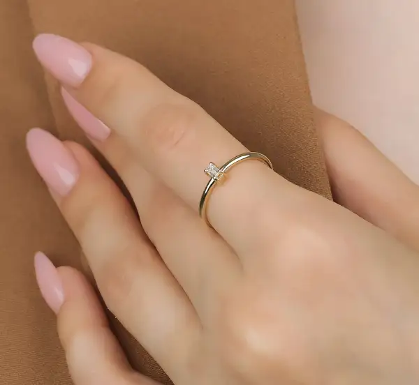 Solid Gold Baguette Diamond Ring