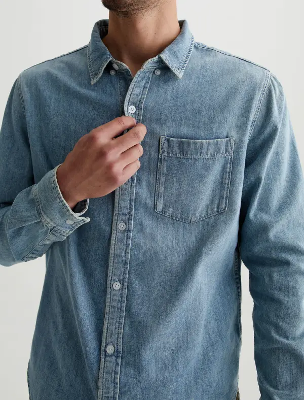 Men's Button Front Denim Shirt