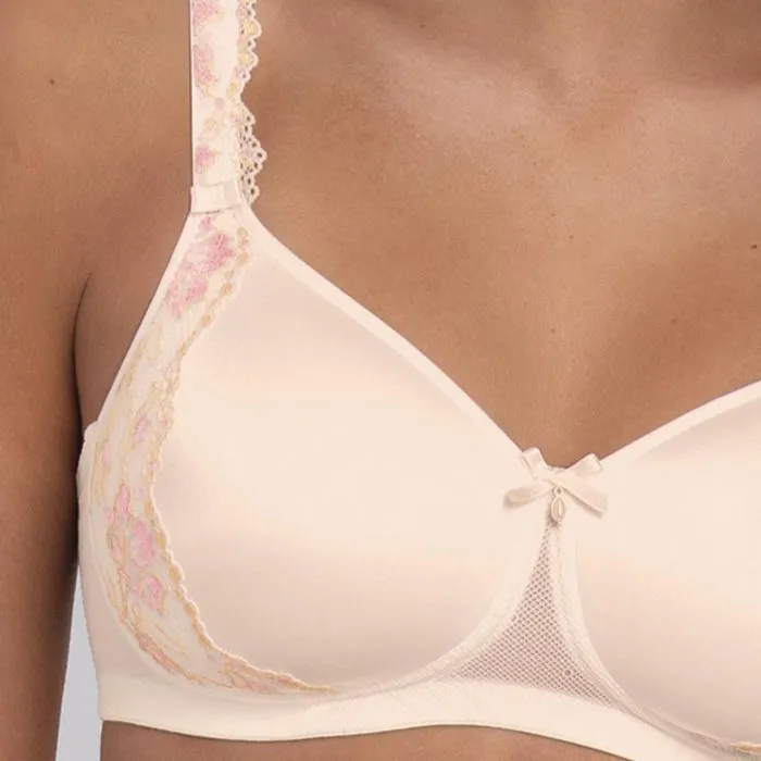 Women's Post-Mastectomy Floral Lace Embroidery Mesh Floral Detail Smoothing Bra