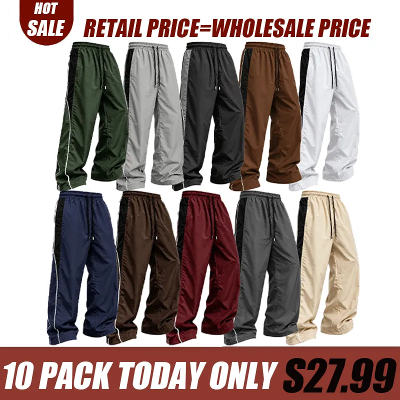 Men's American street-style wide-leg casual trousers