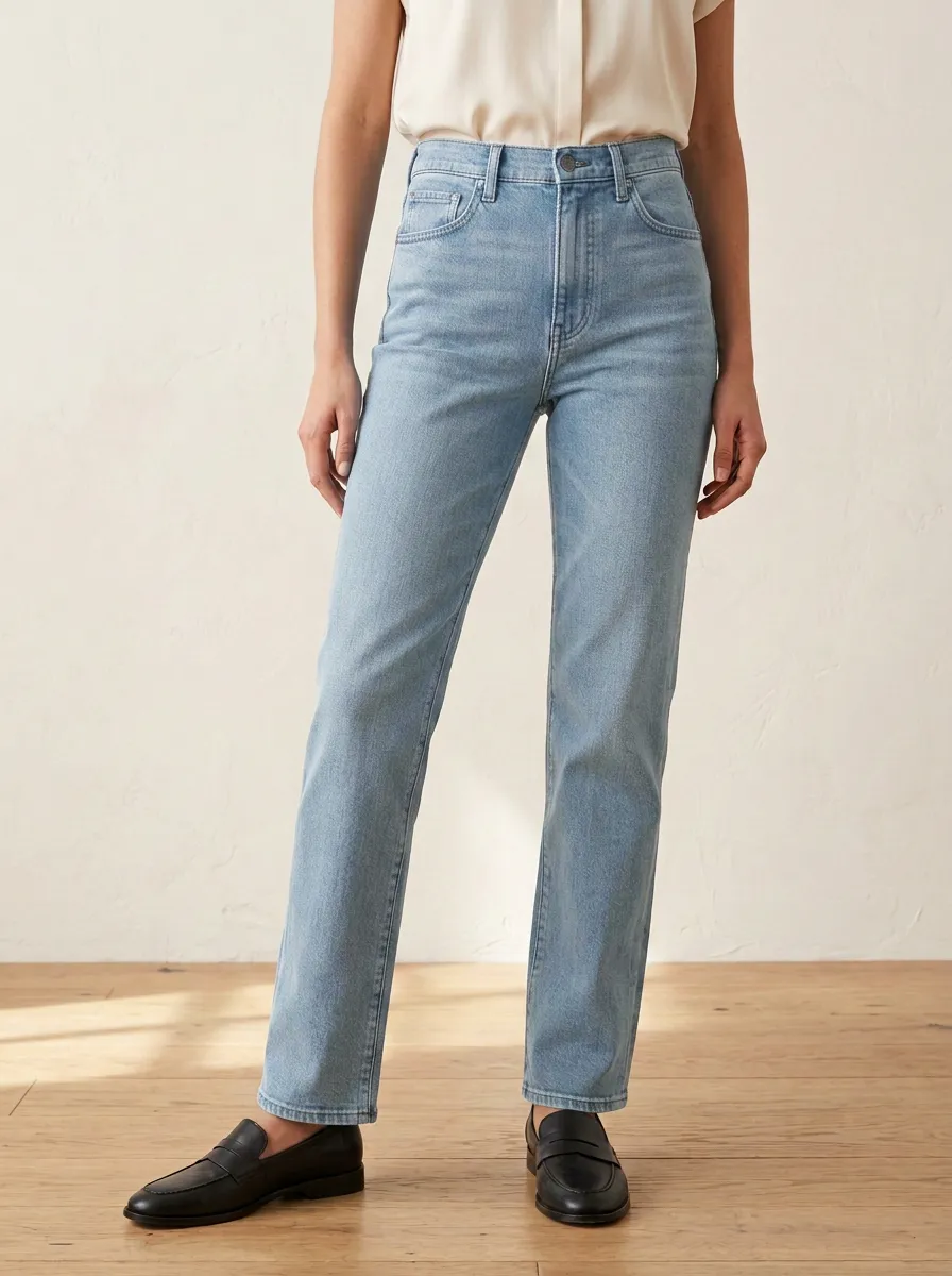High-Rise Vintage-Wash Women's Straight-Leg Jeans