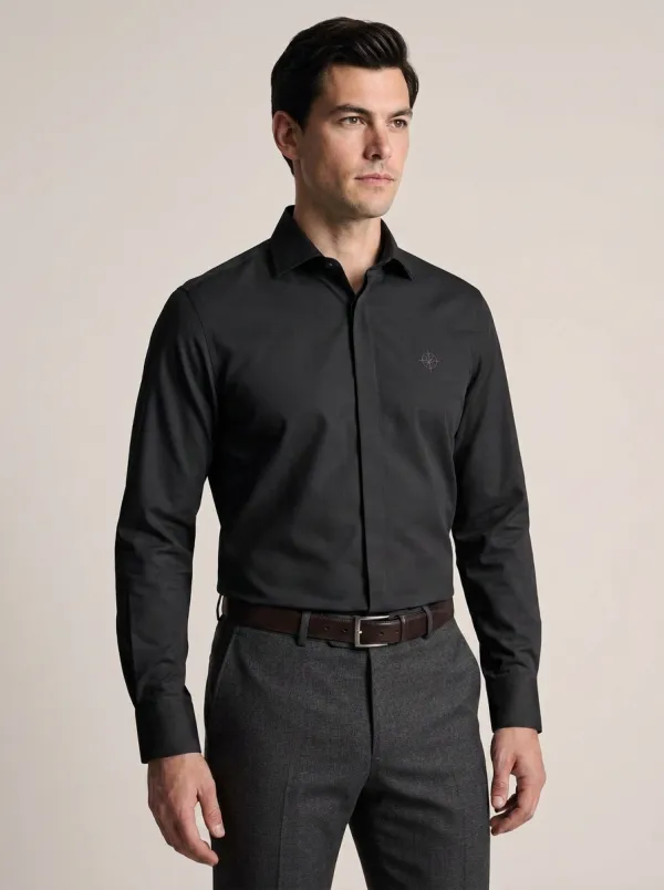 Men's Non-Iron Cotton Compass Logo Printed Shirt