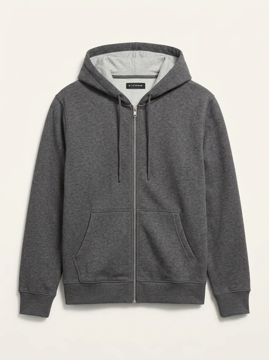 Modern Zip-Up Solid Essential Men's Hoodie
