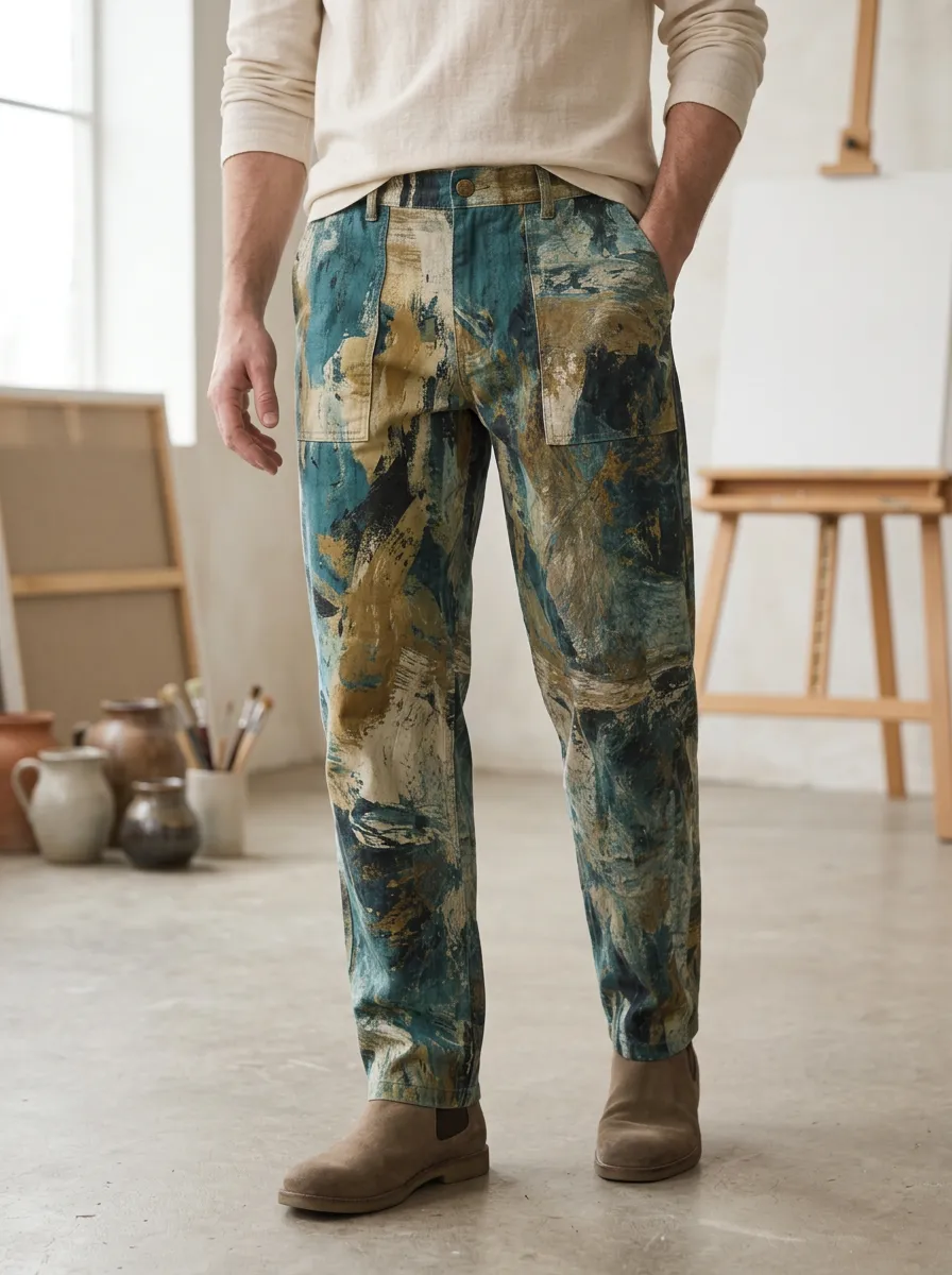 Men's Abstract Print Utility Trousers