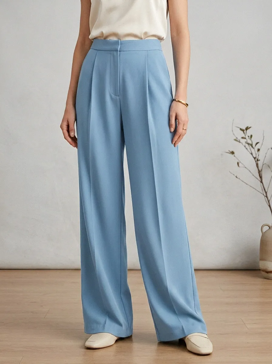 Pleated Women's Wide-Leg Trousers