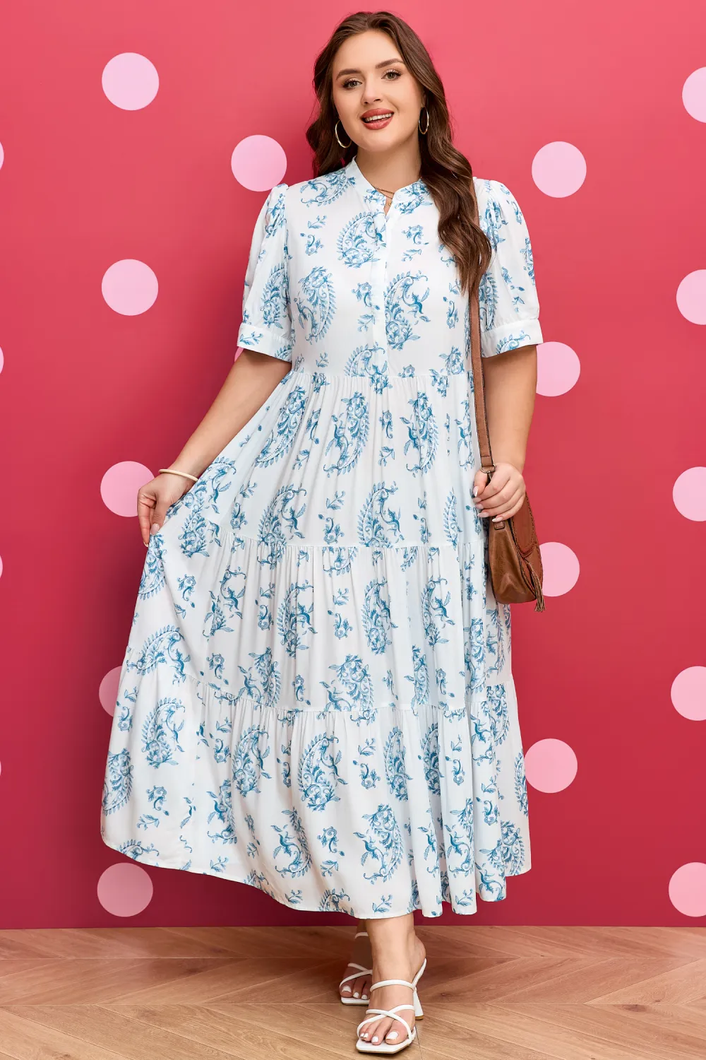 Blue Floral Plus Size Maxi Dress