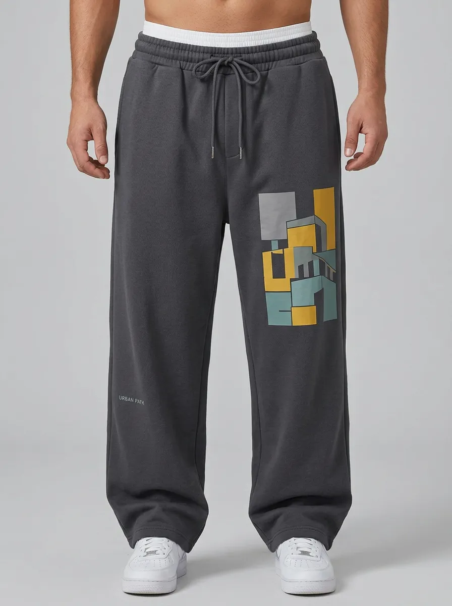Unisex Geometric Block Street Sweatpants