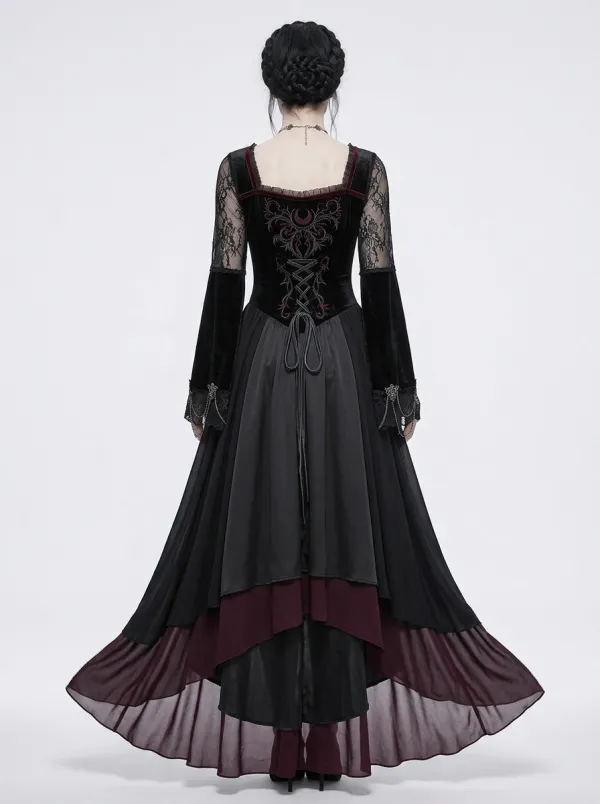 Dark Romantic Moon Lace Look Women's Gothic Dress