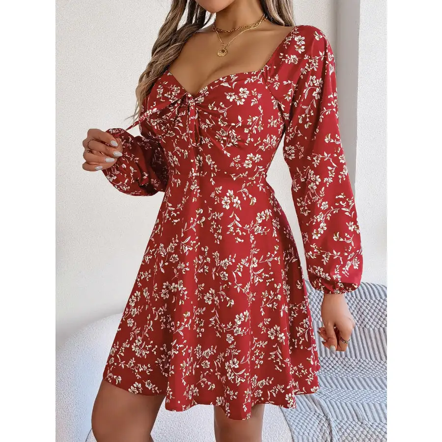 Sweetheart Neck Balloon Sleeve Mini Dress
