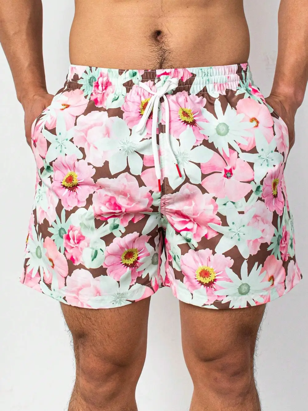 Men's Floral Drawstring Beach Shorts