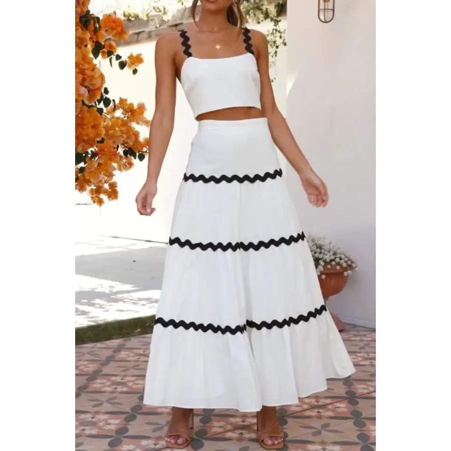 Contrast Trim Cami and Skirt Set